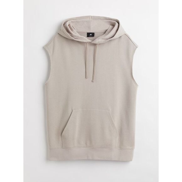 SOLD NWT H&M | Beige Relaxed Fit Sleeveless Hoodie French Terry Sweatshirt XL - Picture 6 of 6